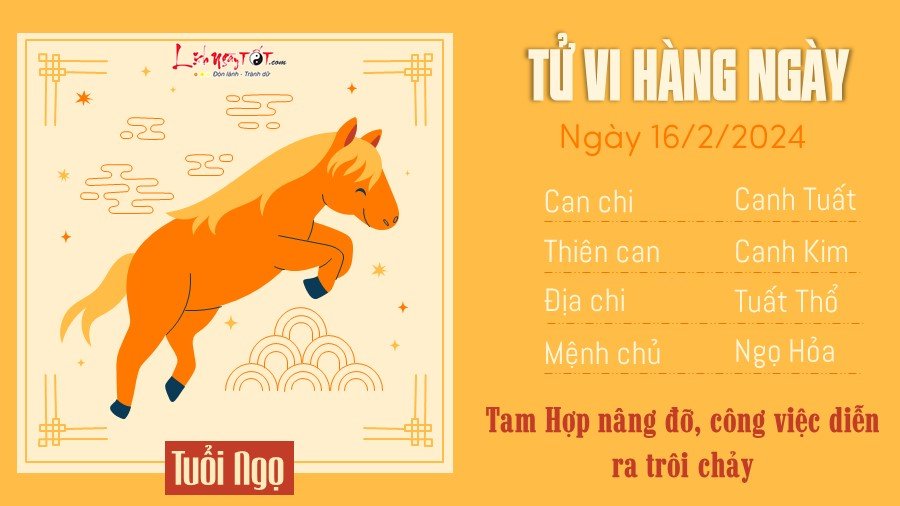 Tử vi ngày 16/2/2024 của 12 con giáp - Ngọ Tu vi ngay 16/2/2024 cua 12 con giap - Ngo