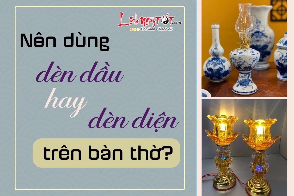 Dung den dau hay den dien tren ban tho