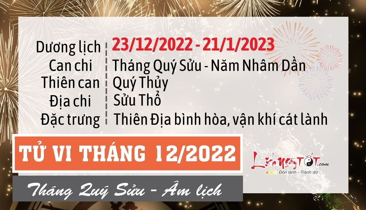 Tổng quan tử vi tháng 12/2022 âm lịch của 12 con giáp Tong quan tu vi thang 12/2022 am lich cua 12 con giap