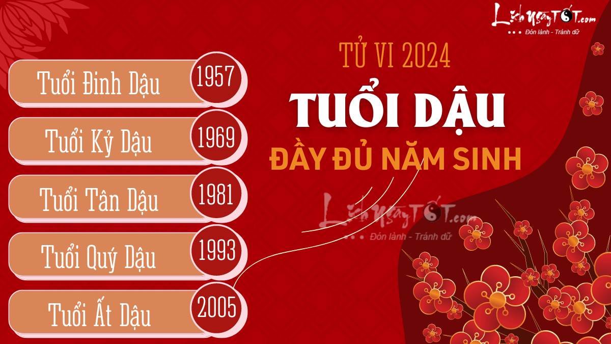 Tử vi 2024 tuổi Dậu theo từng năm sinh Tu vi 2024 tuoi Dau theo tung nam sinh