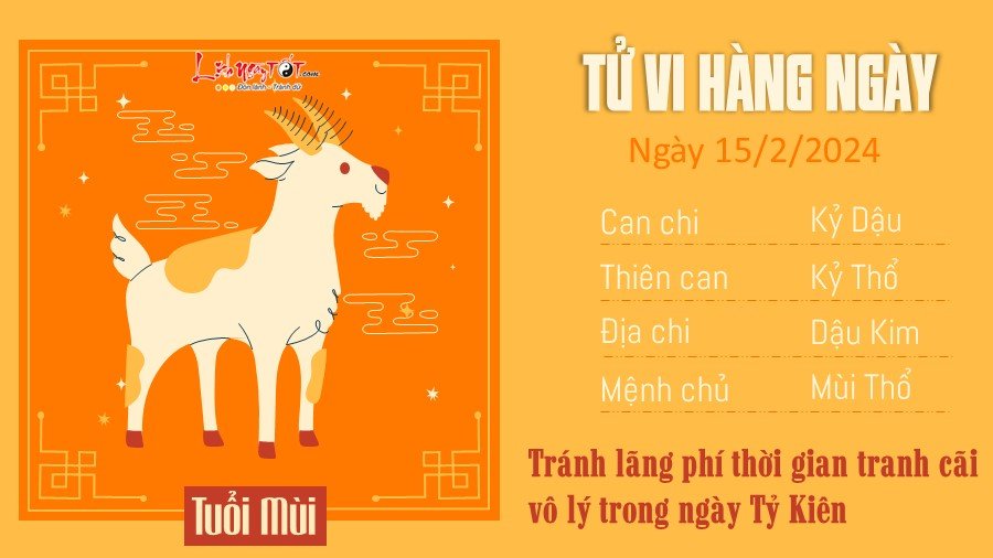Tu vi hang ngay 15/2/2024 cua 12 con giap - tuoi Mui