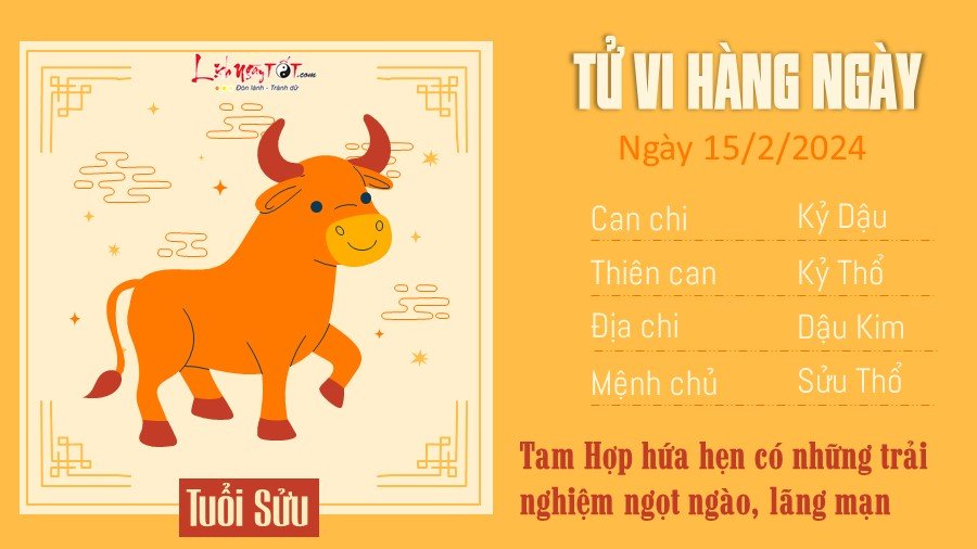 Tu vi hang ngay 15/2/2024 cua 12 con giap - tuoi Suu