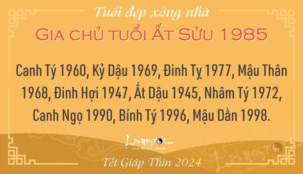 Xem tuoi xong nha nam 2024 cho At Suu 1985