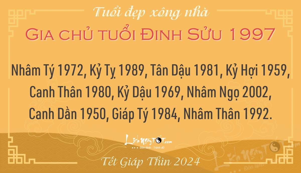 Xem tuoi xong nha nam 2024 cho Dinh Suu 1997