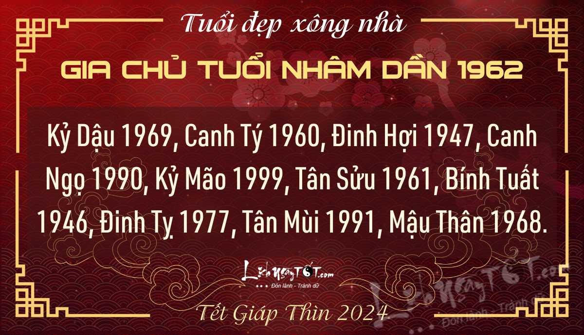 Xem tuoi xong nha nam 2024 cho Nham Dan 1962