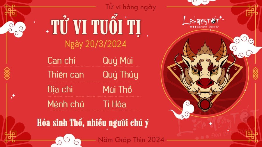 Tử vi hàng ngày 20/3/2024 - Tị Tu vi hang ngay 20/3/2024 - Ti