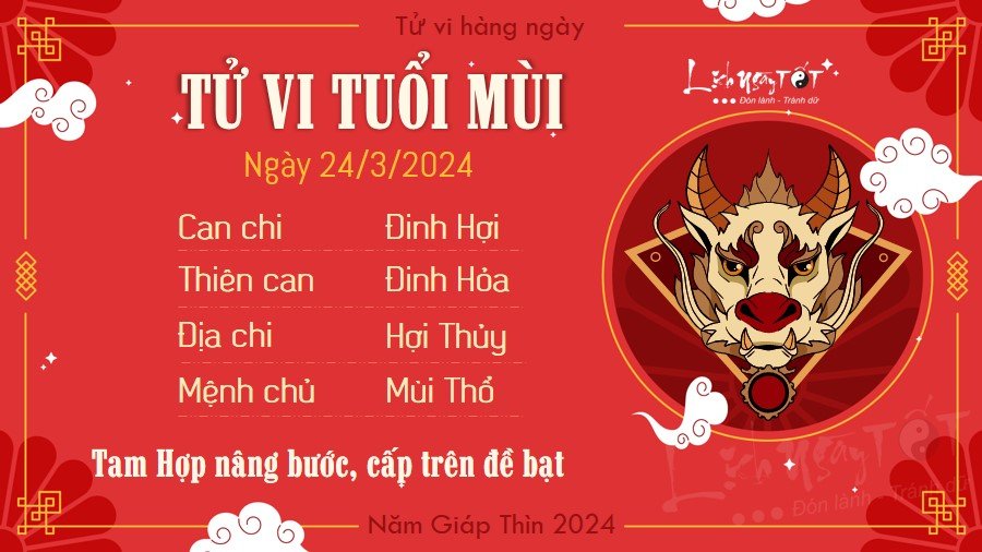 Tu vi hang ngay 24/3/2024 - Mui