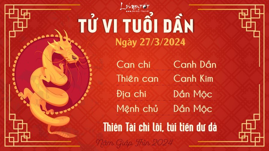 Tu vi hang ngay 27/3/2024 - Dan