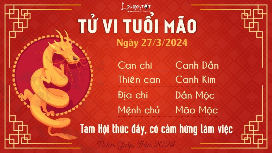 Tu vi hang ngay 27/3/2024 - Mao