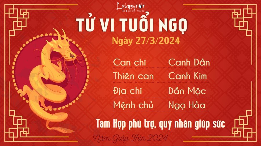 Tu vi hang ngay 27/3/2024 - Ngo