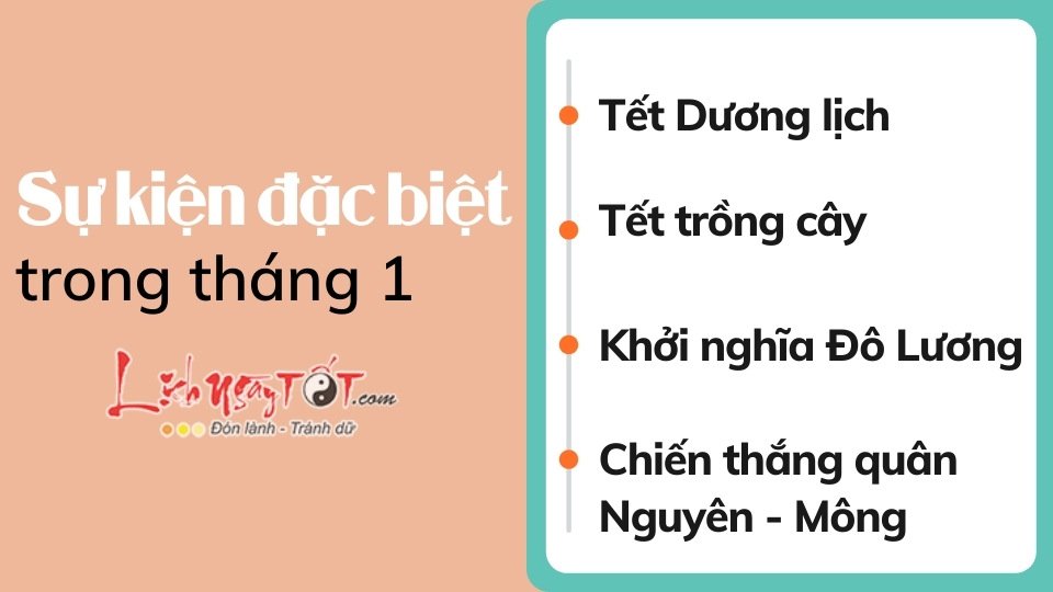Su kien dac biet trong thang 1 hang nam