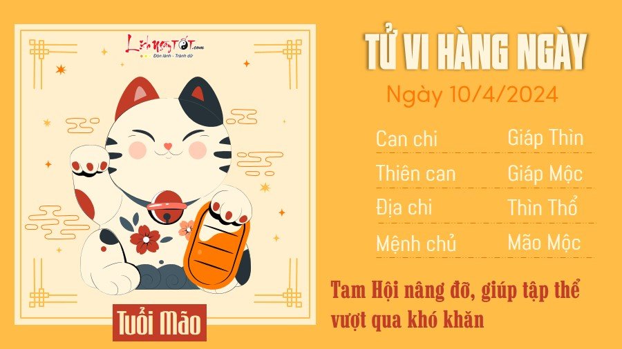 Tu vi hang ngay 10/4/2024 - Mao