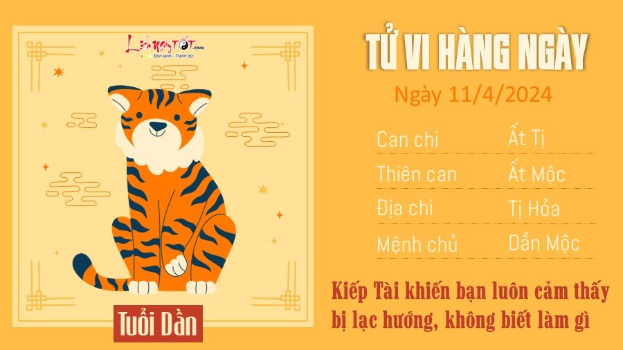 Tử vi hàng ngày 11/4/2024 của 12 con giáp - tuổi Dần Tu vi hang ngay 11/4/2024 cua 12 con giap - tuoi Dan