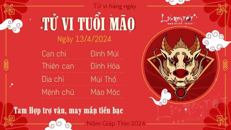 Tử vi hàng ngày 13/4/2024 tuổi Mão Tu vi hang ngay 13/4/2024 tuoi Mao