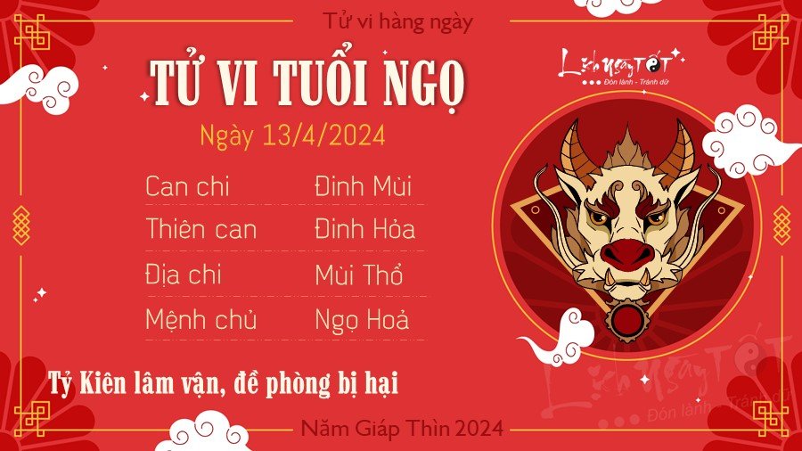 Tử vi hàng ngày 13/4/2024 tuổi Ngọ Tu vi hang ngay 13/4/2024 tuoi Ngo
