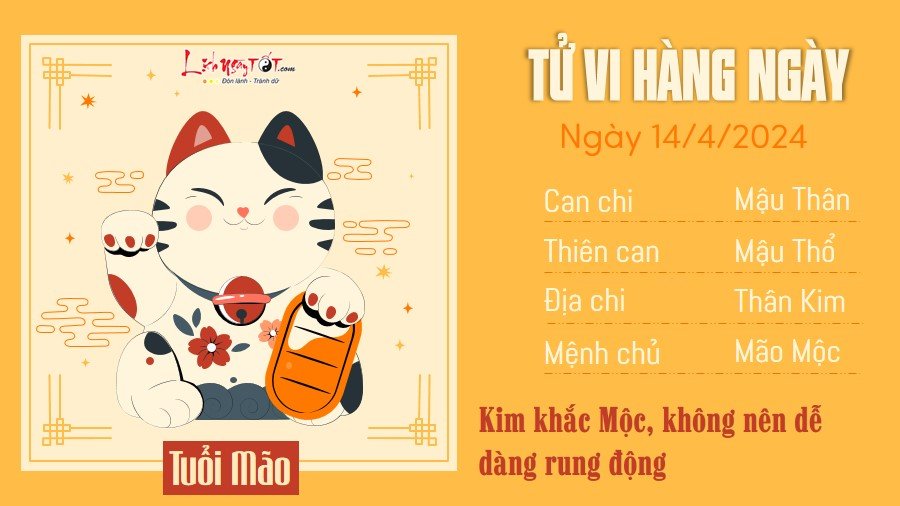 Tu vi hang ngay 14/4/2024 - Mao
