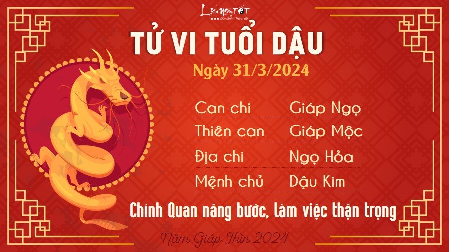 Tu vi hang ngay 31/3/2024 - Dau