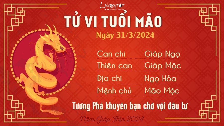 Tu vi hang ngay 31/3/2024 - Mao