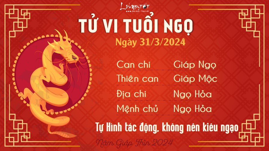 Tu vi hang ngay 31/3/2024 - Ngo