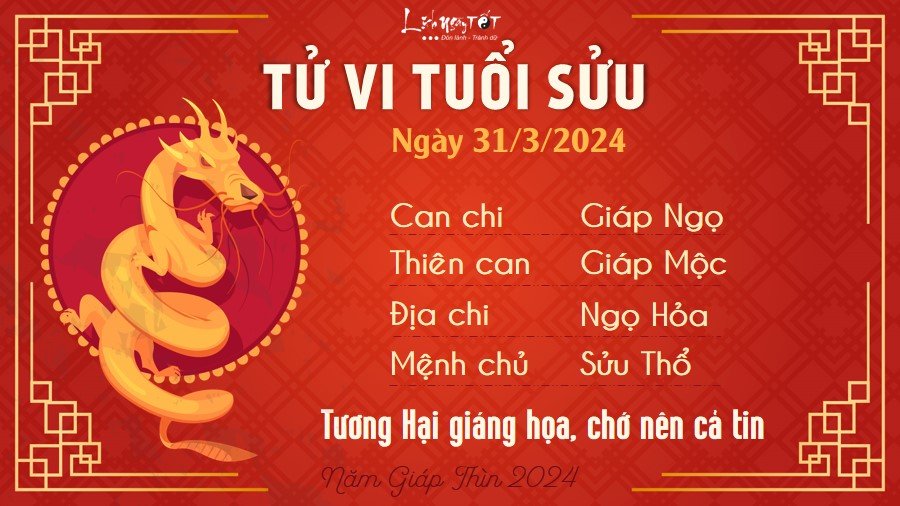 Tu vi hang ngay 31/3/2024 - Suu