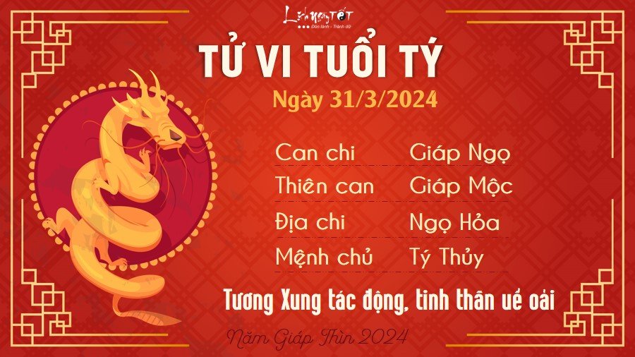 Tu vi hang ngay 31/3/2024 - Ty