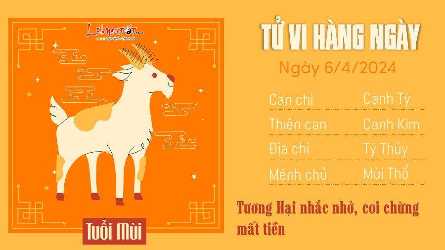 Tu vi hang ngay 6/4/2024 tuoi Mui