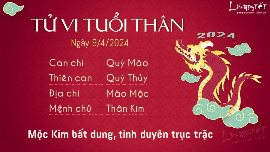 Tu vi hang ngay 9/4/2024 tuoi Than