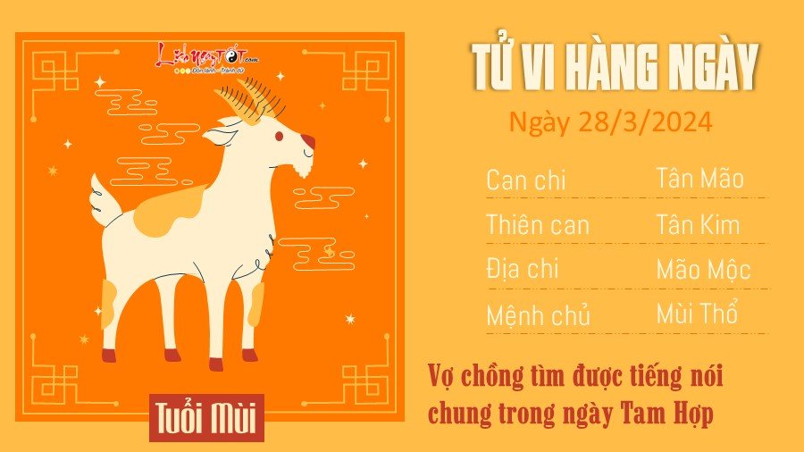 Tu vi ngay 28/3/2024 cua 12 con giap - Tuoi Mui